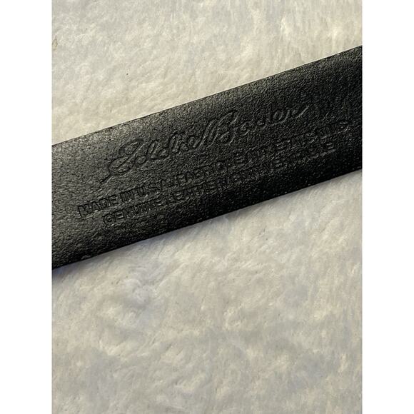 Eddie Bauer Mens 40 Black Genuine Leather Dress Belt Silver Gold Brass Buckle - Picture 5 of 15